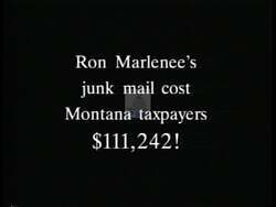 ["In a 1992 presidential campaign ad, Democratic candidate Pat Williams contrasts himself with Congressman Ron Marline, who is depicted negatively amid mountains of junk mail. The ad criticizes Marline's excessive junk mail contributions in Montana, presenting Williams as a proactive, beneficial alternative. Scenes emphasize the contrast between Marline's waste and Williams' positive approach."]