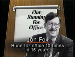 ["The 1994 TV ad for Marjorie Margolies-Mezvinsky's presidential campaign subtly critiques opponent John Fox by highlighting his apparent arrogance and disconnect from public concerns. The ad, through multiple scenes, portrays Fox at various events, where he often appears smug, dismissive, and out of touch with the audience, amidst controversial settings and indifferent crowds."]