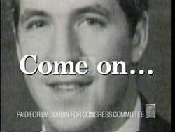 ["The 1992 political ad for Democratic candidate Dick Durbin targets his opponent John Shimkus, portraying him as corrupt and untrustworthy. Scenes of Shimkus in a lavish office spotlight his alleged misuse of $31,000 of taxpayer money, broken promises on salary raises, and general fiscal irresponsibility. The ad aims to discredit Shimkuss suitability for congressional promotion, accompanied by visuals of displeased taxpayers confronting him."]