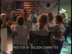 ["In the 1992 campaign ad, Democratic candidate Charlie Wilson is depicted as a devoted advocate for elderly rights, focusing on his commitment to social security. The ad consistently shows Wilson engaging warmly with senior citizens, ensuring they receive their benefits, and emphasizing his connection to community values. His portrayal highlights care, support, and relatability, reflecting his dedication to constituent needs."]