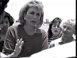 ["This 1994 Republican TV ad for Brian Phillip Bilbray portrayed his opponent, Lynn Shank, engaging in various forms of mudslinging, both literal and metaphorical. The ad emphasized Shanks negative campaigning tactics, symbolically represented through repeated scenes of her throwing mud, highlighting her connections to special interest groups and the corrupt nature of her political strategies."]
