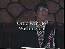 ["The 1994 presidential campaign ad for Ronald D. Coleman uses scenes that depict his opponent, Bobby Ortiz, in various interactions with affluent individuals and Republican leaders, highlighting his connections with lobbyists and the negative consequences of his budget decisions on El Paso. The ad uses imagery and captions to portray Ortiz as being influenced by and pleasing wealthy executives at the expense of local citizens' welfare."]