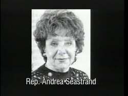 ["The 1996 political ad targets Democratic candidate Anti-Andrea Seastrand, criticizing her for voting against raising the minimum wage. It juxtaposes Seastrand's significant congressional salary against her stance on wage issues, using solemn visuals and text to underscore the disparity and urging action. The ad portrays her negatively, hoping to sway voter opinion on wage advocacy."]