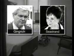 ["In the 1996 political ad for Walter H. Capps, Newt Gingrich and Congresswoman Andrea Seastrand are portrayed as villains. The ad criticizes them for threatening seniors' financial security by planning cuts to Medicare and pensions, advocating for tax breaks for the wealthy, and creating distress among elderly citizens dealing with increased financial burdens."]