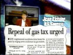 ["In the 1996 campaign ad, Republican candidate Jean Leising showcases confidence and assertiveness across various scenes. Addressing enthusiastic crowds from podiums with backdrops of the American flag and the Indiana State Capitol, Leising promotes strong political reforms and leadership, embodying patriotic and determined resolves to invoke change."]