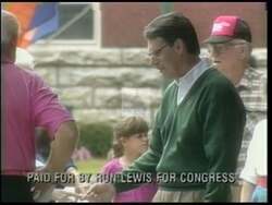 ["In his 1996 campaign ad, Republican Ron Lewis emphasizes his deep connection to rural Kentucky, showcasing his dedication to agriculture and local concerns. Featuring scenes of Lewis engaging with farmers, standing confidently at rallies, and discussing policies, the ad portrays him as a committed advocate for his constituents, symbolizing his trustworthiness and roots in the community."]