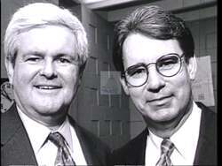 ["The 1996 political TV ad for Democratic candidate Joe Wright targets Republican Ron Lewis, focusing on his close alignment with Newt Gingrich. Utilizing discontent citizens and negative imagery of Lewis beside Gingrich, the ad emphasizes Lewis's poor voting record and promotes Wright as a positive, independent choice for Congress."]