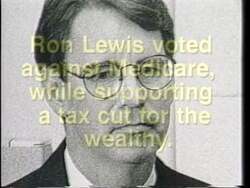 ["The 1996 presidential campaign ad for Joe Wright criticizes opponent Ron Lewis for poor fiscal choices, contrasting them with Wright's fiscal responsibility and integrity. The ad portrays Wright as a strong, ethical leader, emphasizing his dedication through community interactions and contrasts with negative depictions of Lewis, especially regarding policies affecting seniors."]