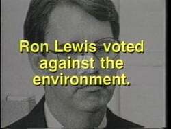["The 1996 political TV ad for Democratic candidate Joe Wright targets opponent Ron Lewis's poor environmental record. It features a series of poignant visuals of polluted rivers and landscapes in Bullitt County, highlighting the urgent need for legislative action. Wright presents himself as an environmentally-conscious choice, dedicated to addressing and rectifying these concerns."]