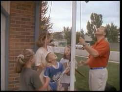 ["In the 1996 political TV ad, Republican Bob Schaffer is portrayed as a confident, trustworthy leader with deep family values. The ad features various professional and natural settings, emphasizing his readiness to lead and his connection to Colorado's landscapes and communities. Scenes with his family highlight his relatability and dedication to wholesome, traditional American values."]