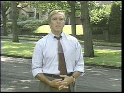 ["In his 1996 presidential campaign ad, Republican George R. Nethercutt, Jr., standing confidently, advocates for stringent crime policies amidst various symbolic backdrops of public service. The ad leverages imagery of American flags, law enforcement, and suburban neighborhoods to emphasize his commitment to enhancing public safety and reducing crime."]