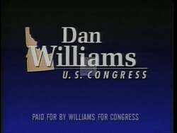 ["The 1996 political TV ad for Democratic congressional candidate Dan Williams showcases his dedication to Idaho's core values, focusing on preserving education and Medicare. Various scenes depict Williams passionately speaking at town halls, interacting with diverse locals, and highlighting his family-oriented commitment. His consistent message underlines protecting Idaho's scenic beauty, community-centric values, and advocating for senior citizens' benefits, positioning himself as a sincere and reliable representative for Idahoans."]