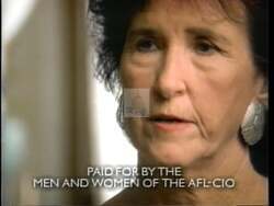 ["In a 1996 political TV ad for Democratic candidate Nan Anti-George Nethercutt, a series of scenes poignantly illustrate the devastation of retirement insecurity. Elderly men appear distressed amid imagery of closed factories, empty wallets, and crucial paperwork, highlighting the impact of corporate malpractice on their retirement funds. The ad advocates for stronger legal protections for pensions."]