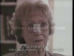 ["In the 1996 TV ad for Democratic Party candidate Anti-George Nethercutt, various elderly individuals express deep concerns about potential Medicare policy changes. Scenes of seniors anxiously reviewing healthcare documents, discussing their worries, and reacting to politicized news broadcasts emphasize the impact of possible Medicare cuts on their lives."]