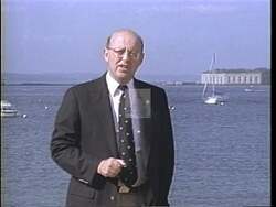 ["The 1996 political TV ad for James Bernard Longley showcases his determined advocacy for fiscal responsibility in Congress, reflecting his father's legacy. Scenes include Longley delivering impassioned speeches and gesturing emphatically, emphasizing a continuous family commitment to balance the federal budget and reduce governmental excess, all framed within a nostalgic and historical context."]