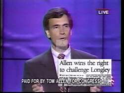 ["In the 1996 political TV ad, Democratic candidate Tom Allen passionately addresses diverse crowds at various rallies about key campaign issues including job creation, education, and environmental protection. Allen convincingly highlights his commitment to economic recovery and the future of Maine, speaking emphatically at numerous podium scenes surrounded by supportive, engaged audiences."]