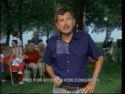 ["In the 1996 campaign ad for Jim Davis, the scenes predominantly feature children and families, emphasizing hope, education, and economic prospects. The ad portrays Davis speaking passionately about children's futures and reducing federal debt, with backdrops of school settings, family gatherings, and outdoor communal scenes, consistently highlighting a hopeful, diverse, and familial narrative."]