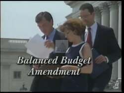 ["The 1996 political TV ad for Jon Lynn Christensen focused on the theme of national debt's burden on future generations. Featuring scenes of solemn children holding signs about their share of the debt and looking worried in various settings, the ad underscored the urgency of fiscal responsibility and reform to safeguard children's financial future. It used poignant visuals to advocate for Christensen���������s fiscal policies."]