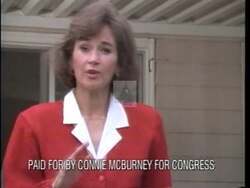 ["In her 1996 presidential campaign ad, Democratic candidate Connie McBurney emphasizes her commitment to healthcare and pension reforms. Consistently featuring intimate, familial interactions with elderly individuals, McBurney presents herself as a protector of Medicare and pensions, positioning her agenda as prioritizing average citizens over special interests and lobbyists."]