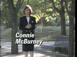 ["In the 1996 political TV ad, Democratic candidate Connie McBurney passionately advocates for making college education more affordable through tax cuts rather than loan reductions. She conveys her message across various college settings, highlighting her commitment to accessible education and financial support initiatives to ease the educational burden on families."]