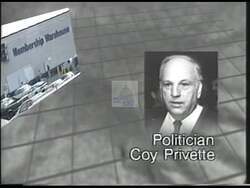 ["In the 1992 political TV ad for Democratic candidate Bill Hefner, contrasting images depict Hefner as a proponent of job preservation against his opponent Coy Privet, who is shown opposing a warehouse project. Scenes highlight Privet's defiance at various public forums, juxtaposed with negative economic impacts and job losses, underscoring his obstructionist stance against economic growth. Meanwhile, Hefner promotes the Buy American Amendment, advocating for worker support."]