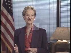 ["In her 1992 political TV ad, Democratic candidate Karen Shepherd portrayed strong leadership and competent advocacy for job creation, balanced budgets, affordable healthcare, economic reform, and education. Her confident and professional demeanor emphasized her commitment to addressing major issues, underscoring her focus on community values and assertive policy changes."]