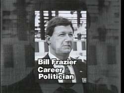 ["The 1992 campaign ad for Democratic candidate Phil Sharp focuses on his rival, Bill Frazier, accusing him of consistently misrepresenting his tax policy record. The ad illustrates several instances where Frazier, seen speaking confidently at various events, deceitfully claims to have implemented tax cuts, despite evidence to the contrary. The video juxtaposes Fraziers confident demeanor with the gravity of his alleged dishonesty, aiming to cast doubt among voters regarding his integrity."]