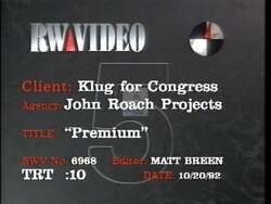 ["In the 1992 presidential campaign ad for Republican Scott Leo Klug, dynamic footage showcases him as a vibrant, reform-focused outsider eager to shake up Washington. Scenes of Klug energetically addressing diverse, engaged crowds at various rallies and town halls emphasize his commitment to challenging entrenched political elites, advocating substantial political reform to an enthusiastic audience craving change."]