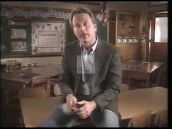 ["In the 1992 political TV ad for Republican Scott Leo Klug, various classroom scenes depict engaged and hopeful children discussing national educational standards. The ad visually emphasizes the importance of educational reform and higher academic expectations, highlighting children's excited participation and attentive listening to discussions on improving U.S. education."]