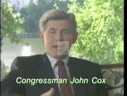 ["In his 1992 campaign ad, Democratic candidate John W. Cox fervently addresses misconceptions about his financial governance. Repeatedly standing at a podium, he denies being a \"tax-and-spend\" liberal, emphasizing his commitment to fiscal responsibility. Cox refutes unfounded spending accusations and advocates for his re-election, underscoring his accountable leadership."]