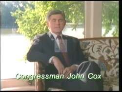 ["In the 1992 campaign ad, Democratic presidential candidate John W. Cox focuses on health care reform. Throughout the ad, Cox is seen speaking at various events, passionately addressing the need for cost control, better access, and improvements in health care, while clearly distinguishing his approach from socialized medicine."]