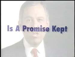 ["In the 1996 campaign ad, Republican candidate Henry Bonilla appears confident and committed, speaking from a podium and an office setting about his dedication to legislative commitments and government reform pledges. The scenes underscore his earnest appeal to voters, supported by visible campaign signage, reinforcing his political message."]