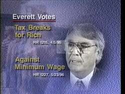 ["The 1996 Bob Gaines campaign TV ad positions him as a pro-family candidate and strongly criticizes opponent Terry Everett for breaking promises and siding with special interests. Scenes juxtapose a sincere, family-focused Gaines against a disingenuous Everett, heavily influenced by external groups rather than his constituents. The ad emphasizes Gainess dedication to working families over special interests."]