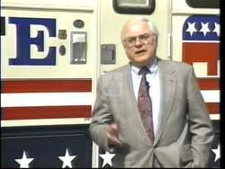 ["In his 1996 Senate campaign ad, Republican Wayne S. Kurzeja leverages an RV as a symbol of mobility and direct voter engagement. Throughout the ad, Kurzeja stresses his commitment to representing voters over party interests, criticizing government waste and high taxes. He pledges to reduce taxes and advocate for responsible spending, positioning himself as a candidate dedicated to accessibility and change."]