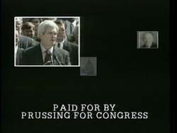 ["The 1996 political TV ad for Democratic candidate Laurel Lunt Prussing criticized Republicans Newt Gingrich and Tom Ewing. The ad portrayed them as untrustworthy, betraying public trust, and prioritizing the wealthy at the expense of common welfare. Scenes included negative captions, disappointed expressions, and juxtapositions of promises against actions, evoking a strong sense of urgency and betrayal."]