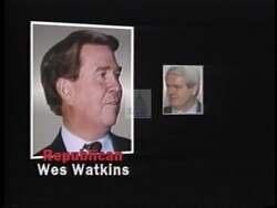 ["The 1996 political TV ad for Democratic candidate Darryl F. Roberts targets Wes Watkins shift to the Republican Party and his deal with Newt Gingrich. It emphasizes Watkins alignment with controversial Republican strategies, including tax cuts for the wealthy, while asserting his newfound political allegiance and promises of leadership roles."]