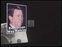 ["The 1996 political TV ad for Democratic candidate Darryl F. Roberts focuses on critiquing his opponent Wes Watkins. The ad highlights Watkins' inconsistent political record and his criticism of Roberts' policies, contrasting it with Roberts��������� achievements in budget balancing and educational improvements. Watkins is portrayed as self-serving and contradictory, aligning with figures like Newt Gingrich, while Daryl Roberts is depicted positively, emphasizing his successful track record."]