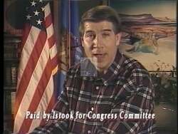 ["In his 1996 political TV ad, Republican candidate Ernest James Istook emphasizes his family-oriented Oklahoma roots and commitment to smaller government, welfare reform, and fiscal responsibility. Scenes of Istook speaking from his home and office, alongside visuals of family photos and the American flag, underline his dedication to preserving family values and the American dream."]