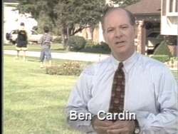 ["In his 1996 campaign ad, Democratic candidate Ben Cardin focuses on community safety and strengthening police support. Scenes continuously depict him advocating public safety measures, both in office and at various community revents, surrounded by law enforcement and citizens. The ad emphasizes positive police-community interactions and Cardin's leadership in promoting safety initiatives."]