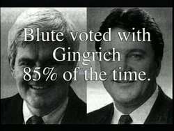 ["In the 1996 campaign ad, Democratic candidate Jim McGovern emphasizes his dedication to families through promoting college tuition tax cuts, education benefits, and opposing Congressman Peter Blute's alignment with Newt Gingrich. McGovern advocates for educational and environmental reforms, asserting a strong commitment to opposing Gingrich's policies while championing healthcare reform."]