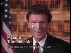 ["In a 1996 political TV ad, former U.S. Senator Tom Daschle earnestly endorses Rick Weiland for his commitment and shared values with South Dakota. The ad features Daschle speaking directly to the camera in various settings, emphasizing Weiland's integrity, reliability, and their shared history, reinforcing Weilands trustworthiness as a presidential candidate for the Democratic Party."]