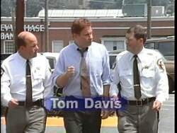 ["In the 1996 presidential campaign TV ad, Republican candidate Thomas M. Davis is portrayed as a confident and reliable leader. The ad visually underscores his commitment to infrastructure improvements and pension protection, specifically touting his successful fulfillment of these promises in Northern Virginia. Davis is consistently shown engaging with the community and advocating for progress while emphasizing his track record of integrity and effective leadership."]