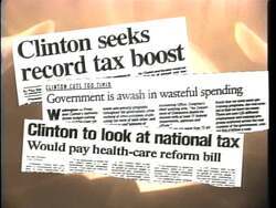 ["The 1996 political TV ad by Republican Party candidate Nan Anti-Democrats utilizes fear-inducing imagery and rhetoric to critique Democratic policies. Showing scenes of concerned citizens, a woman reviewing economic documents, and a busy congressional debate, the ad implies negative consequences of Democratic control, reflecting skepticism and anxiety about government spending and legislative changes."]