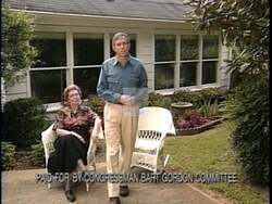 ["In the 1996 presidential campaign ad, Democratic candidate Bart Gordon passionately appeals to voters by focusing on Medicare. Addressing an elderly audience and the camera against an American flag backdrop, Gordon pledges to protect and enhance Medicare, ensuring its benefits for current and future generations, underlining his commitment to healthcare security."]