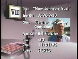 ["In the 1996 political ad, Democratic candidate Jay Johnson is portrayed as trustworthy and community-focused. He speaks confidently at a podium with campaign banners, while supporters applaud. The ad criticizes his opponent, David Prosser, for having extreme views, contrasting them with Johnson's balanced and value-driven policies."]