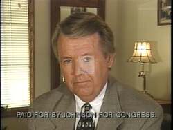 ["In the 1996 Democratic presidential campaign ad, Jay Johnson earnestly and directly addresses the camera to counter political smears and misinformation from opponents. Dressed professionally against a neutral backdrop, he defends his political views and integrity, denying false claims and detailing his positions with sincerity and seriousness."]