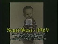 ["In the 1996 campaign ad, Republican candidate Scott West emphatically criticizes Congressman Obies 27-year tenure, focusing on poor fiscal policies, particularly issues with the budget and taxes. West advocates for balanced budgets and tax relief, positioning himself as a champion of fiscal responsibility. He directly appeals to voters for support to implement his economic plans."]