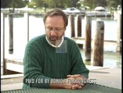 ["The 1996 political TV ad for Democratic Party candidate David Edward Bonior focuses on advocating for clean water. It features various scenes of Bonior and other speakers at community gatherings, passionately emphasizing the importance of preserving clean local water sources for public health and future generations, highlighted by visuals of pristine lakes and rivers."]
