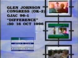 ["In the 1996 presidential campaign ad, Democratic candidate Glen D. Johnson sharply contrasts his priorities with those of Tom Coburn, focusing on major issues like Medicare, education, and taxes. The ad emphasizes Johnson's commitment to these areas, criticizing Coburn's opposing votes. Johnson passionately advocates for his policies against a backdrop of American flags."]
