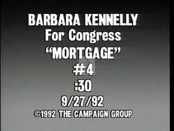 ["In her 1992 campaign ad, Democratic candidate Barbara Bailey Kennelly showcases her commitment to boosting economic stability and community support. She presents detailed plans to stimulate the economy through mortgage bonds and housing solutions, particularly addressing the needs of first-time homeowners in Connecticut, emphasizing family stability and the broader economic benefits."]